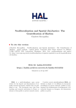 Neoliberalization and Spatial (In)Justice: The Gentrification of Harlem