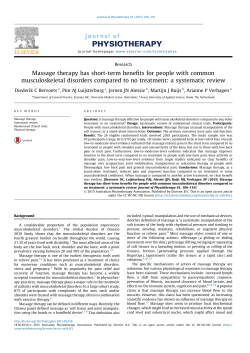Massage therapy has short-term benefits for people with common