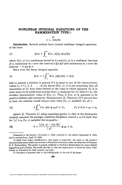 NONLINEAR INTEGRAL EQUATIONS OF THE HAMMERSTEIN