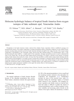Holocene hydrologic balance of tropical South America from oxygen
