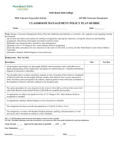 classroom management policy plan rubric
