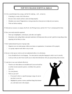 TOP TEN COLLEGE SURVIVAL SKILLS