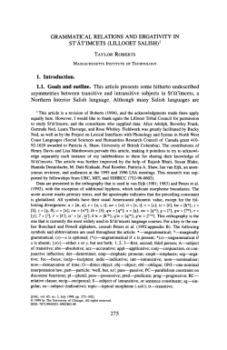 Grammatical relations and ergativity in St`&aacute;t`imcets