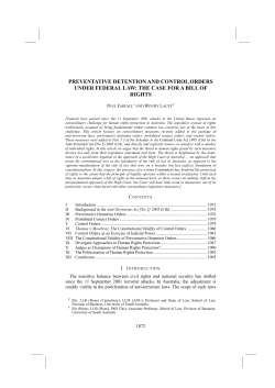 preventative detention and control orders under federal law