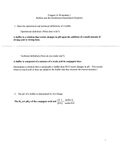 A buffer is a solution that resists changes in pH upon the
