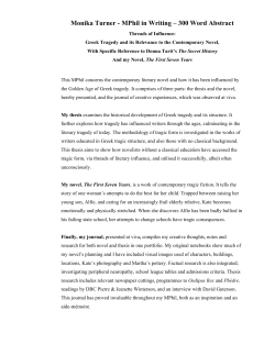 Monika Turner - MPhil in Writing &ndash; 300 Word Abstract