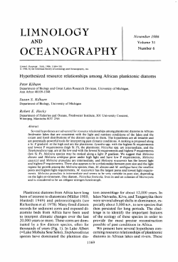 Hypothesized resource relationships among African planktonic