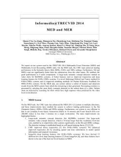 CMU-Informedia@ TRECVID 2014. - Carnegie Mellon School of