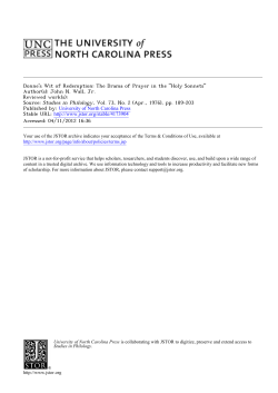 Donne`s Wit of Redemption: The Drama of Prayer in the "Holy