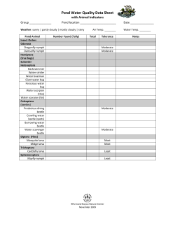 Pond Water Quality Data Sheet