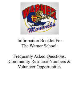 Information Booklet For The Warner School