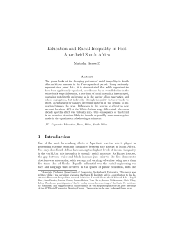Education and Racial Inequality in Post Apartheid South Africa