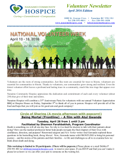 living life at the end of life - Nanaimo Community Hospice Society