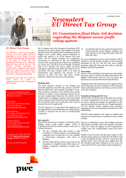 EUDTG Newsalert Belgian Excess profit