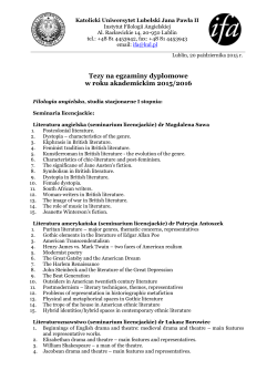 Tezy na egzaminy dyplomowe w roku akademickim 2015/2016