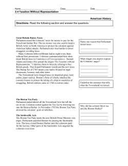 2.4 Taxation Without Representation American History Directions