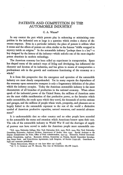 Patents and Competition in the Automobile Industry