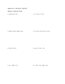 Algebra One &ndash; Daily Work &ndash; 08/19/15 SIMPLIFY. SHOW ALL STEPS
