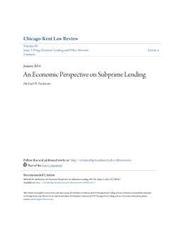 An Economic Perspective on Subprime Lending