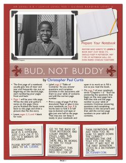 bud, not buddy - Mrs. Parsons` Classroom