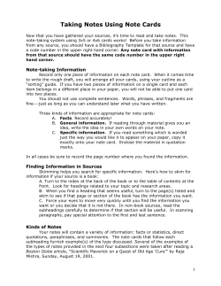 Taking Notes Using Note Cards
