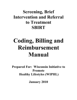 SBIRT Coding, Billing and Reimbursement Manual