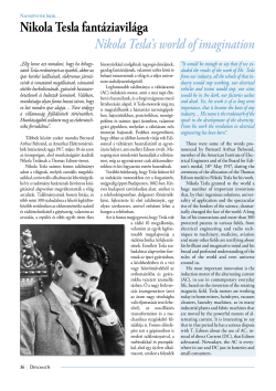 Nikola Tesla fant&aacute;ziavil&aacute;ga Nikola Tesla`s world of imagination