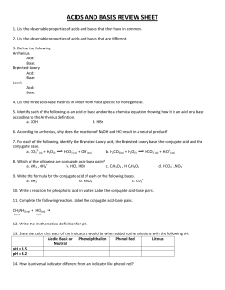 ACIDS AND BASES REVIEW SHEET
