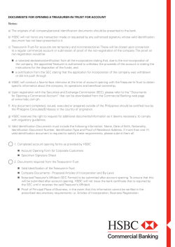DOCUMENTS FOR OPENING A TREASURER
