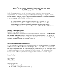 Summer Reading - Grade 6 - Oakbrook Preparatory School