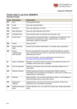 Legend of Results Grade codes in use from 30/06/2014