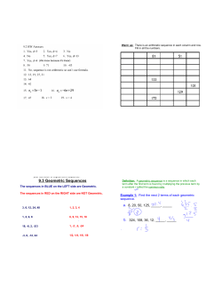Section 9.3 &ndash; Geometric Sequences