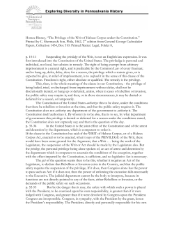 Horace Binney, &ldquo;The Privilege of the Writ of Habeas Corpus under