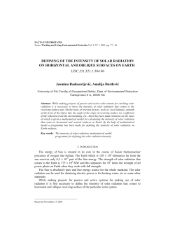 DEFINING OF THE INTENSITY OF SOLAR