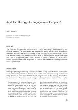 Anatolian Hieroglyphs: Logogram vs. Ideogram&sup1;.