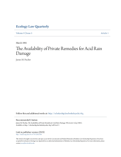 The Availability of Private Remedies for Acid Rain Damage