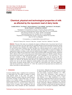Chemical, physical and technological properties of milk as