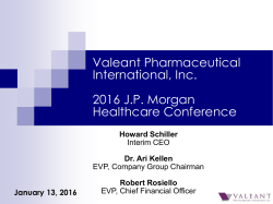 Valeant Pharmaceutical International, Inc. 2016 J.P. Morgan