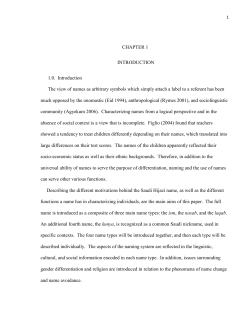 CHAPTER 1 INTRODUCTION 1.0. Introduction The view of names