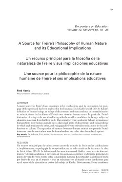 A Source for Freire`s Philosophy of Human Nature and its