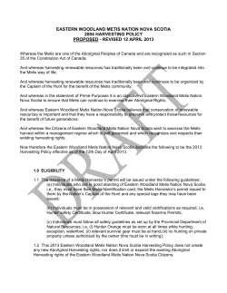 Harvesting Policy - Eastern Woodland M&eacute;tis Nation Nova Scotia
