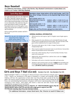 Baseball/Softball and T-Ball Information