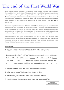 Costs of WWI - End of WWI