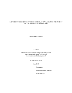 Rhetoric and Realities: Women, Gender, and War during the War of