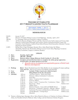 Diocese of Charlotte 2017 Bishop`s Lenten Youth Pilgrimage