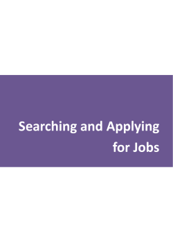 Searching and Applying for Jobs