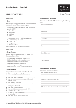 Student Activities Mark Twain