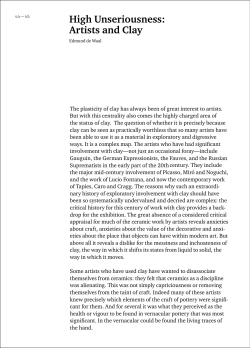 High Unseriousness: Artists and Clay