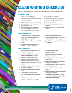 clear writing checklist - Evalu