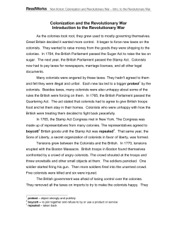 ReadWorks Colonization and Revolutionary War